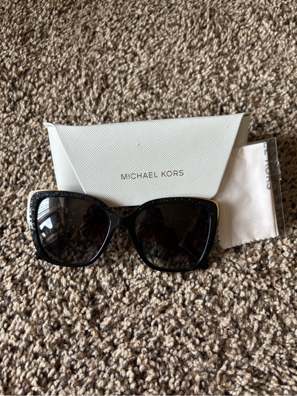 Michael Kors Black Crystal-Trim Cat Eye Sunglasses